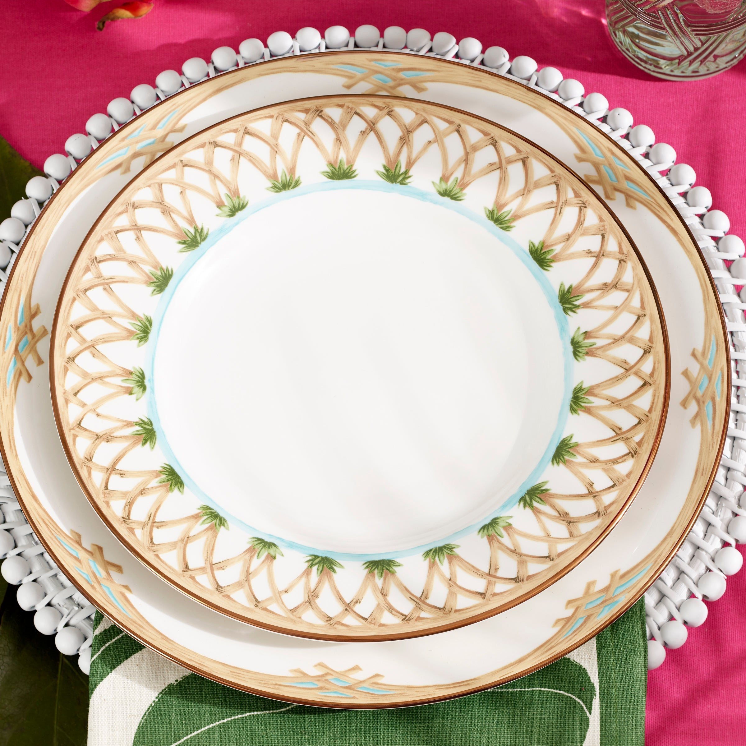 Tropical Bamboo Border Porcelain Dinner Plate - Image 2
