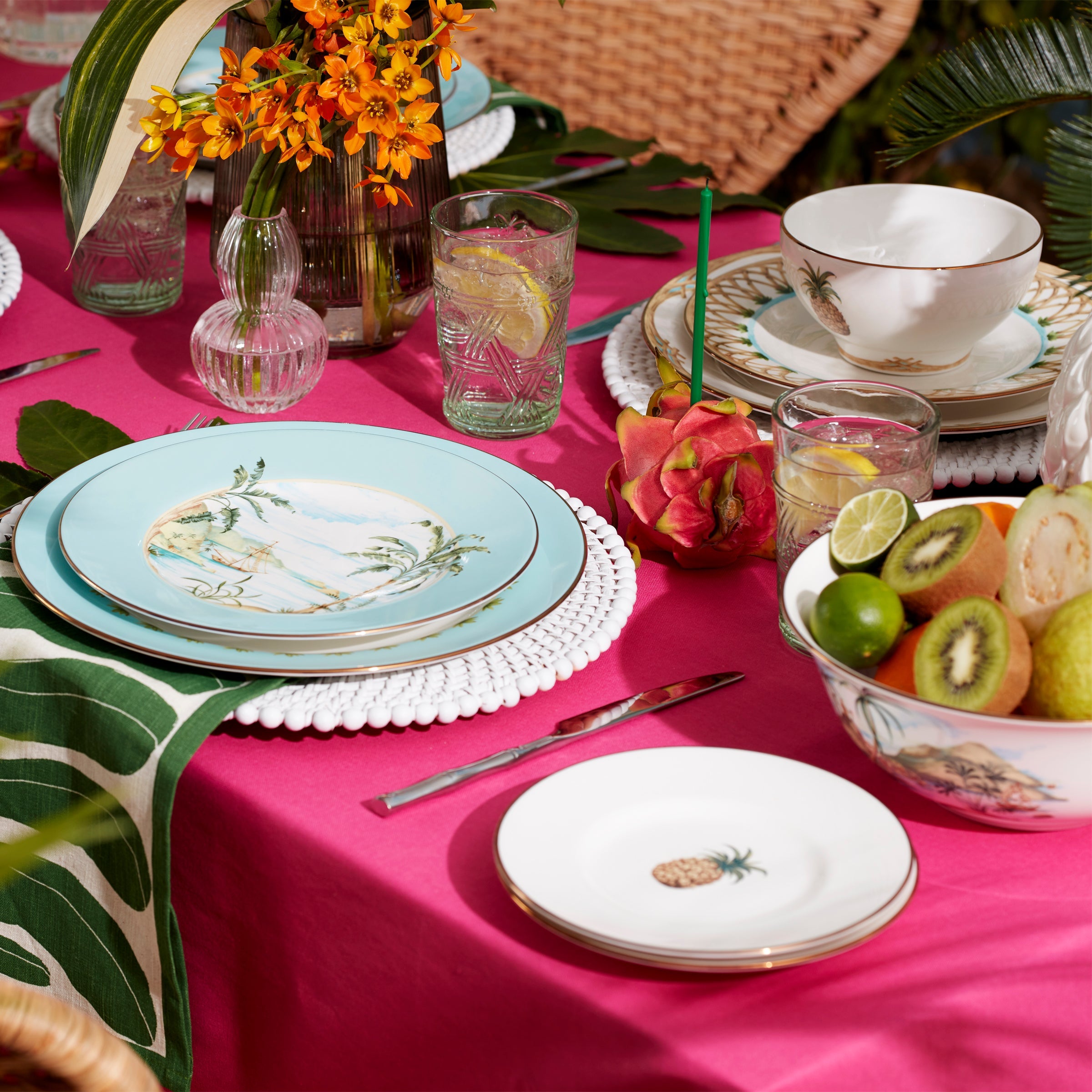 Tropical Palm Border Porcelain Dinner Plate - Image 2
