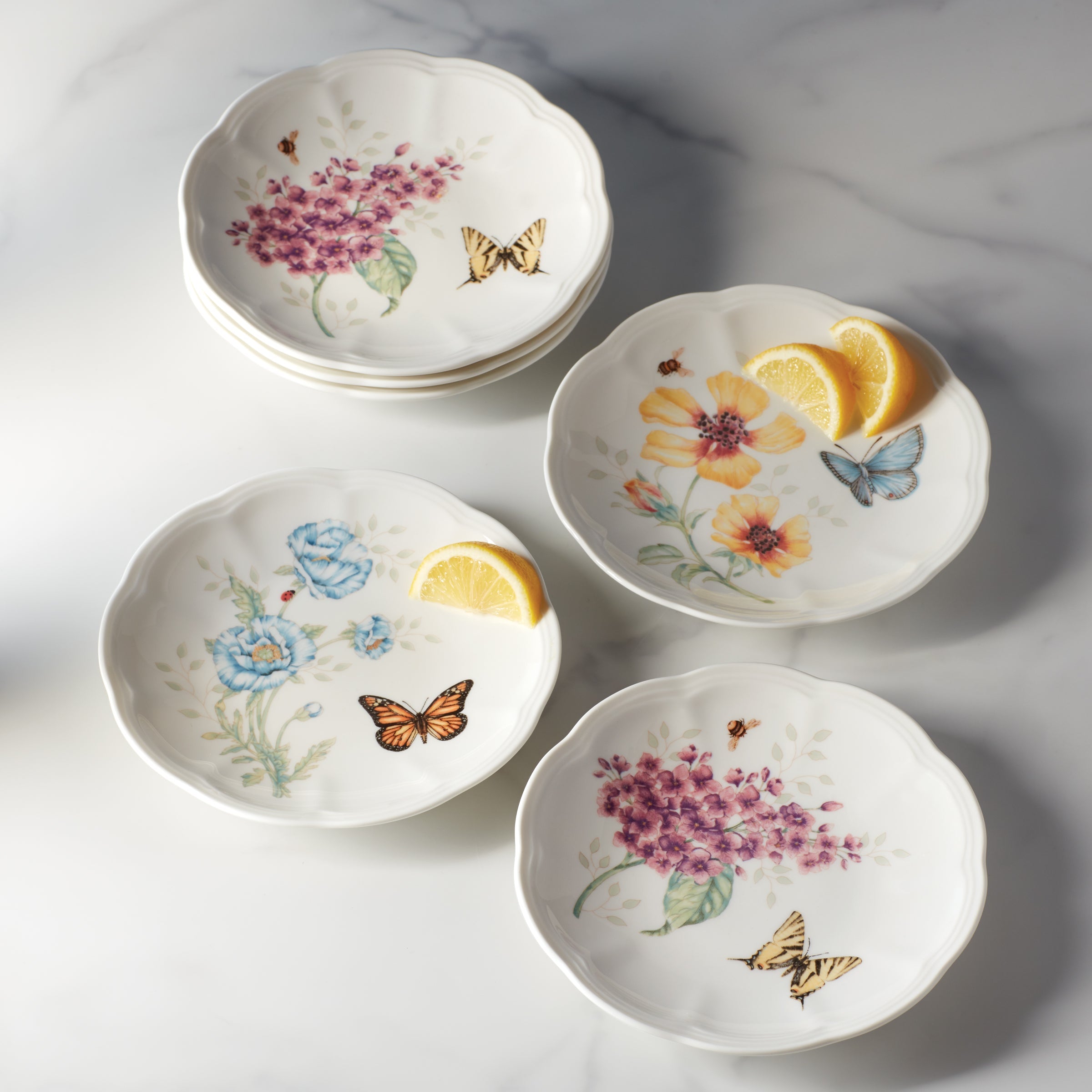 Green Floral Accent Decorative Plates, Set of 4 - Image 2