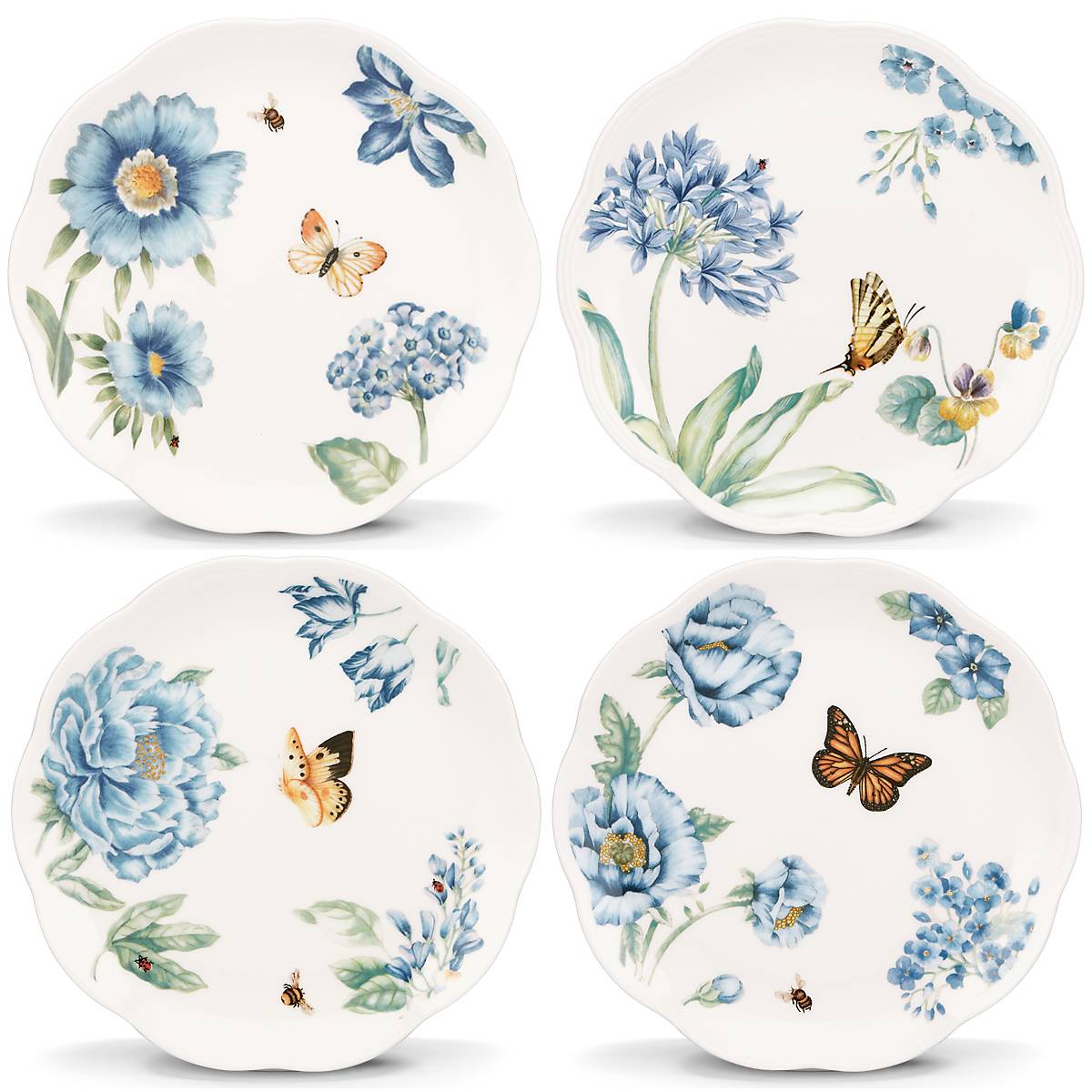 Butterfly Meadow Blue Dessert Decorative Plates - Set of 4 - Image 2