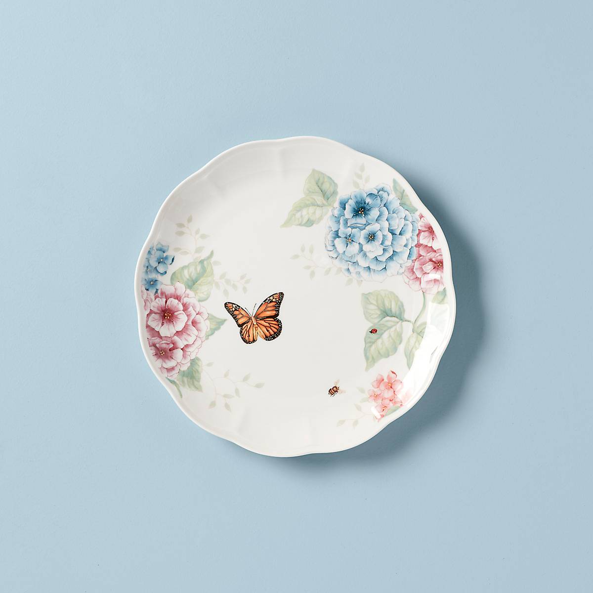 Hydrangea Butterfly Scalloped Dinner Plate