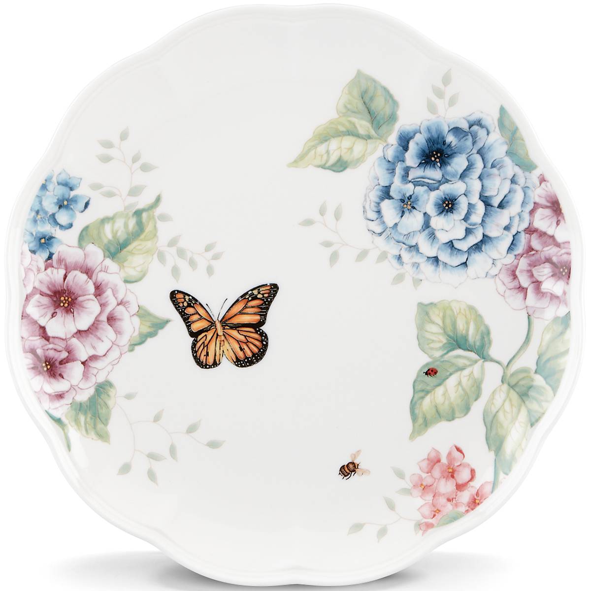 Hydrangea Butterfly Scalloped Dinner Plate - Image 2