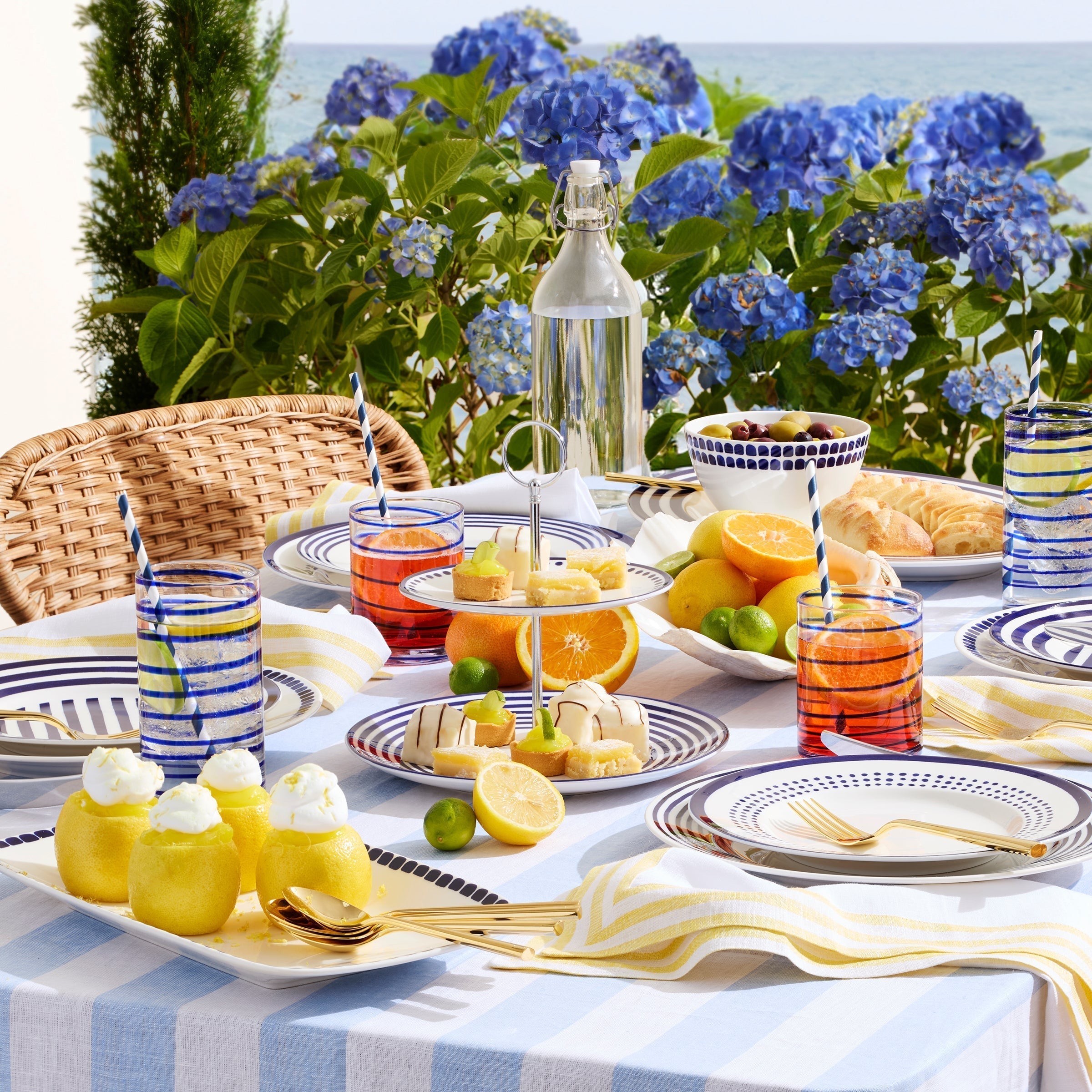Blue Vertical Stripe Dinner Plate - Image 3