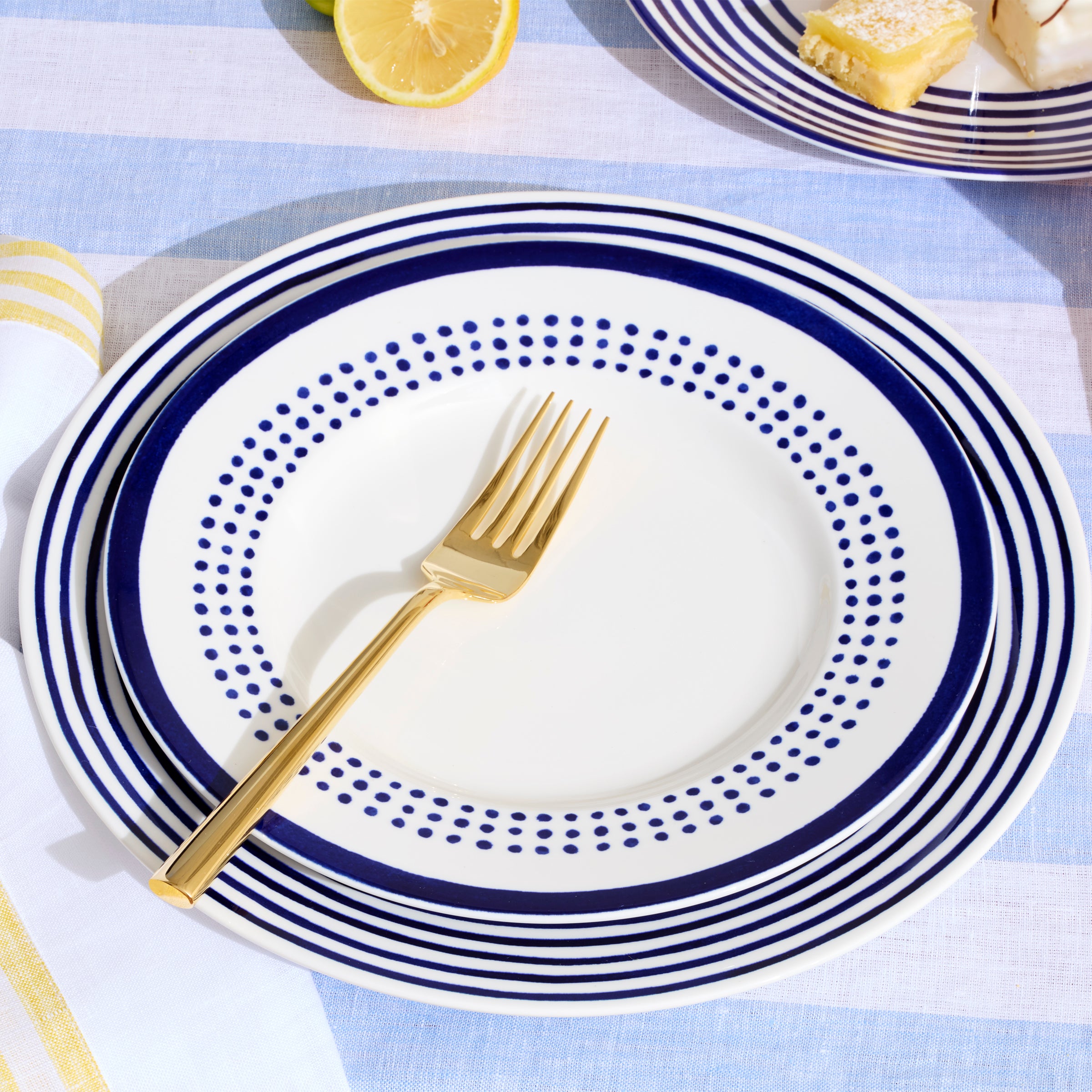 Blue Vertical Stripe Dinner Plate - Image 2