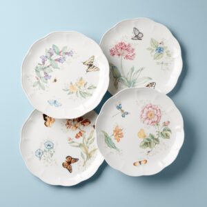 Garden Butterfly Scalloped Dinner Plates, Set of 4