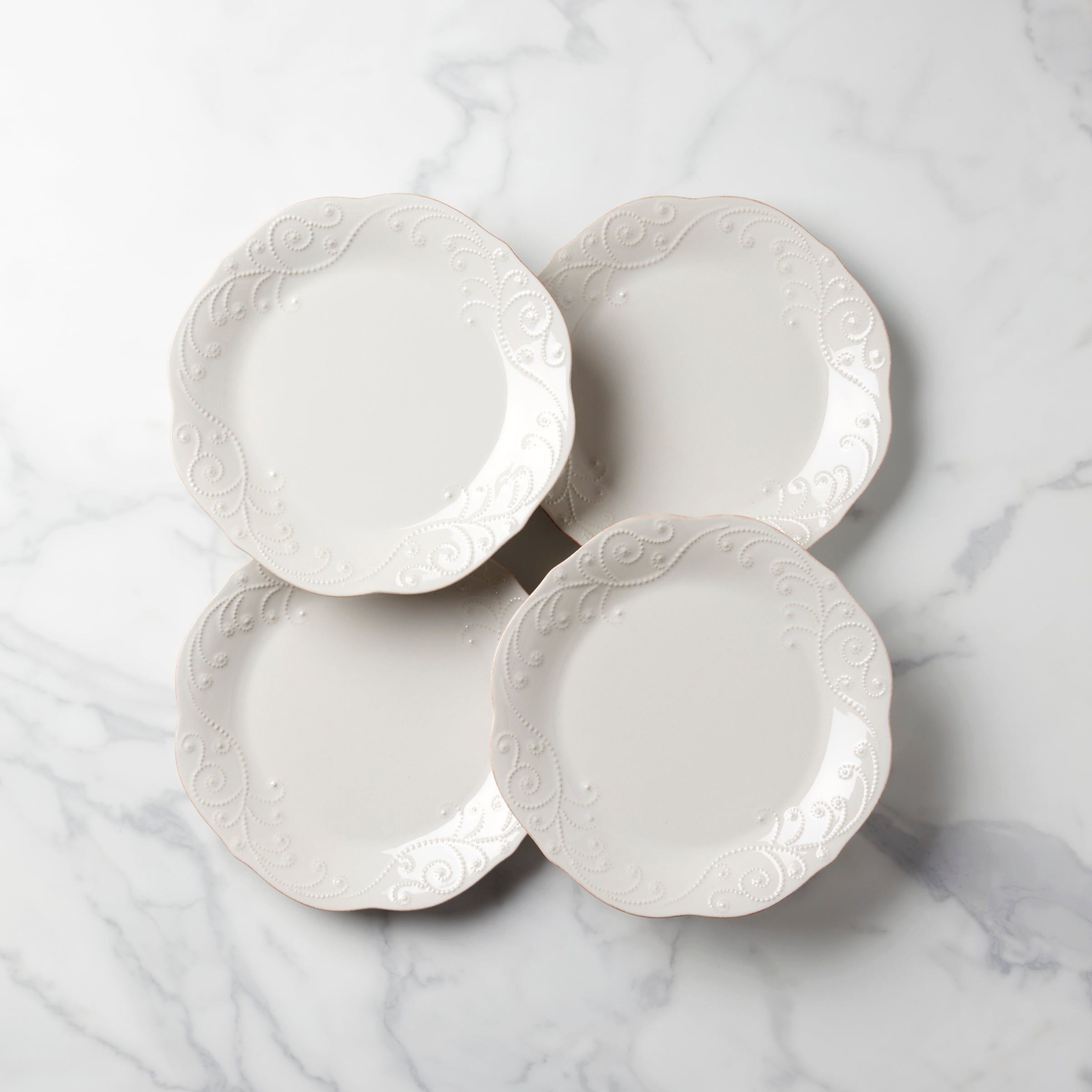 Beaded Stoneware Dinner Plates, Set of 4
