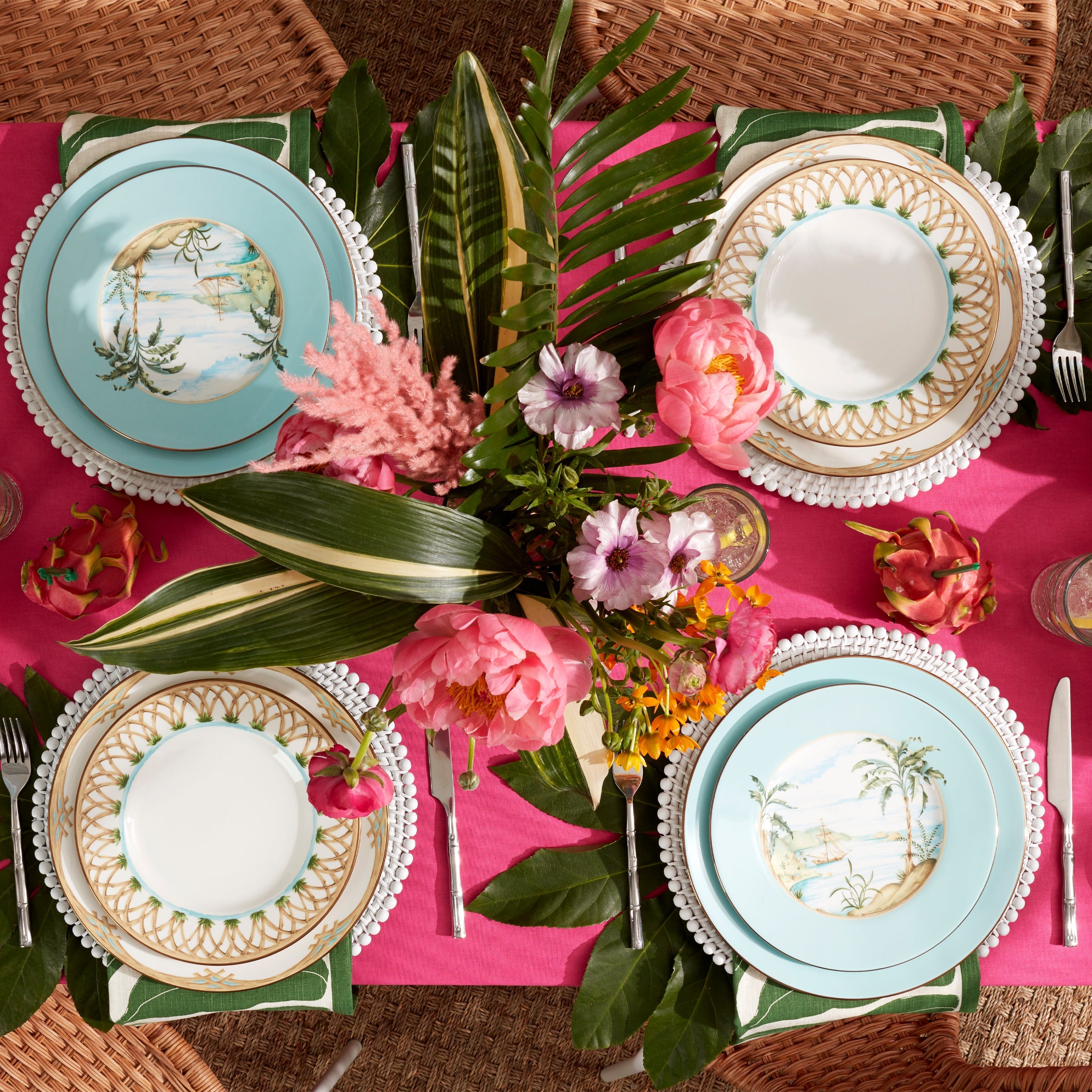 Tropical Bamboo Border Porcelain Dinner Plate - Image 3