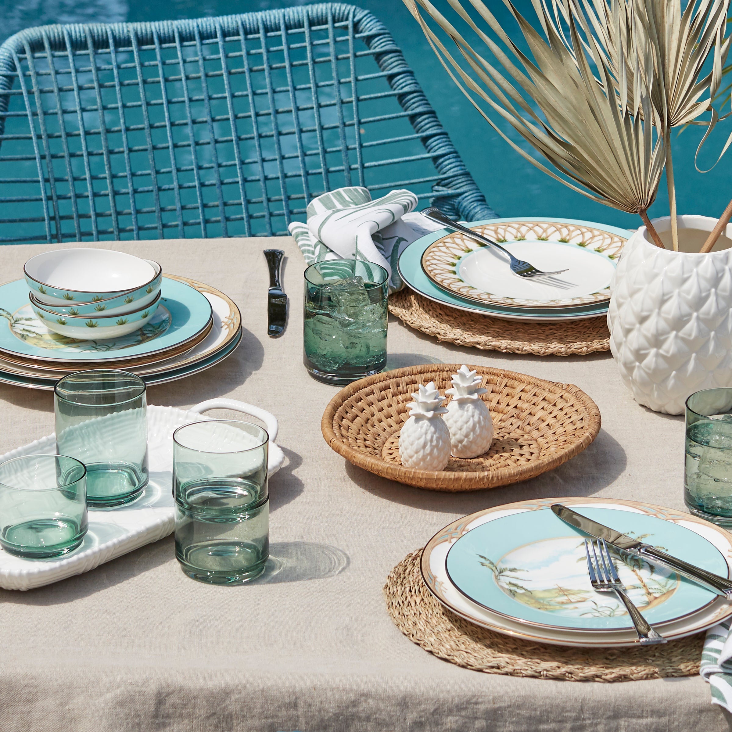 Tropical Bamboo Border Porcelain Dinner Plate - Image 12