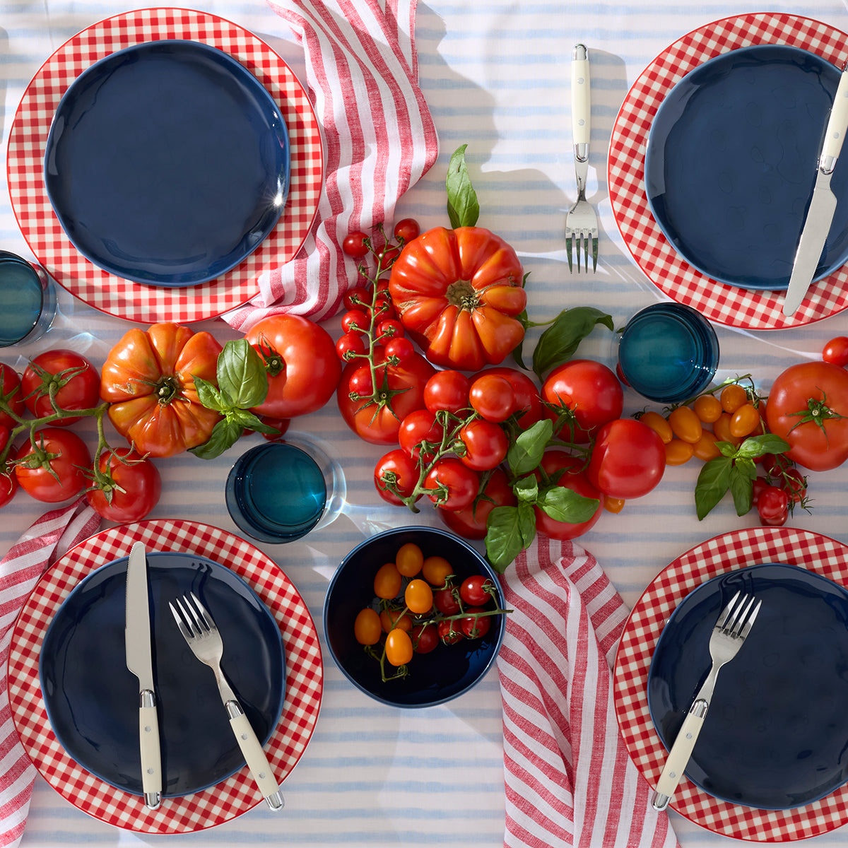Red Gingham Dinner Plates, Set of 4 - Image 6