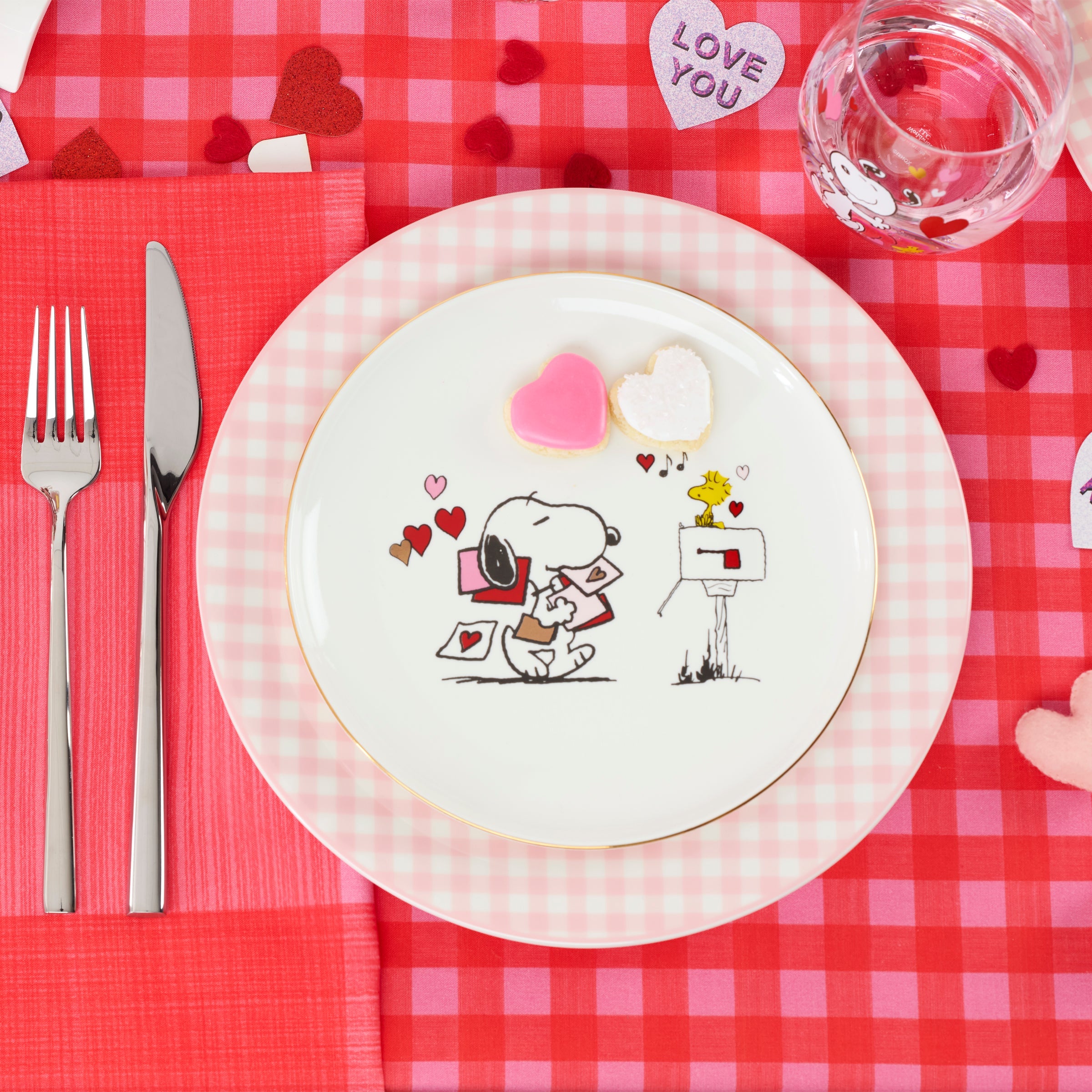 Pink Gingham Dinner Plates, Set of 4 - Image 5