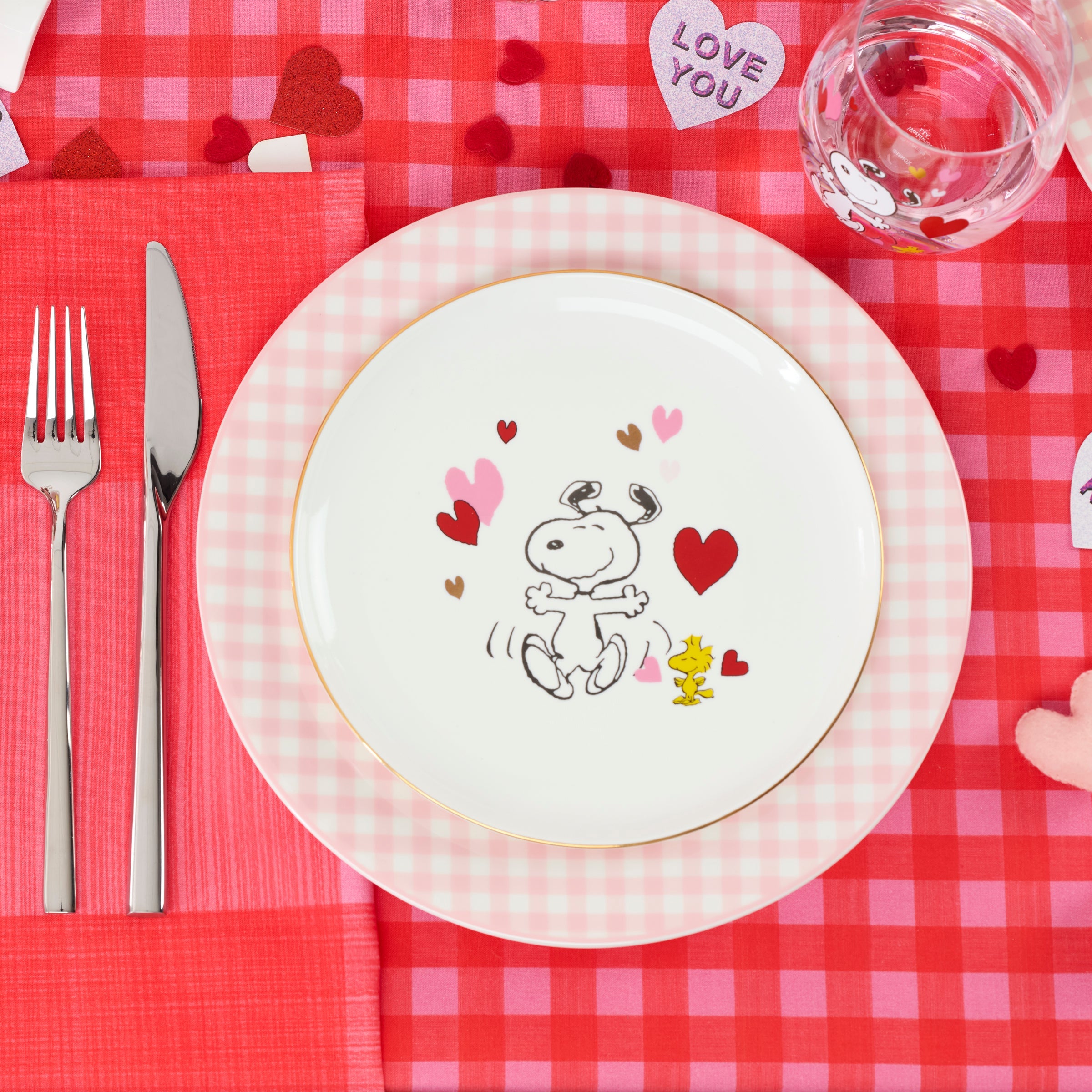 Pink Gingham Dinner Plates, Set of 4 - Image 6