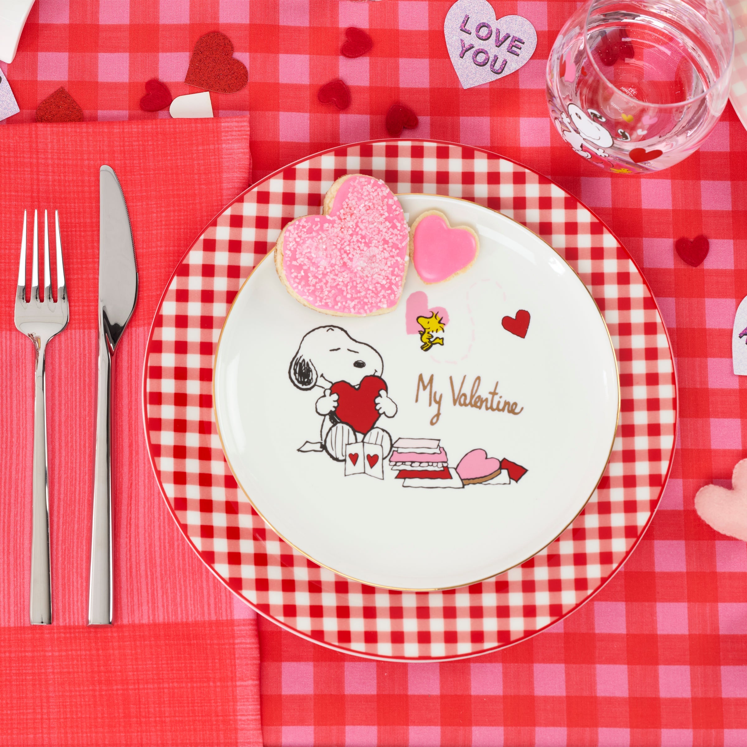 Red Gingham Dinner Plates, Set of 4 - Image 3