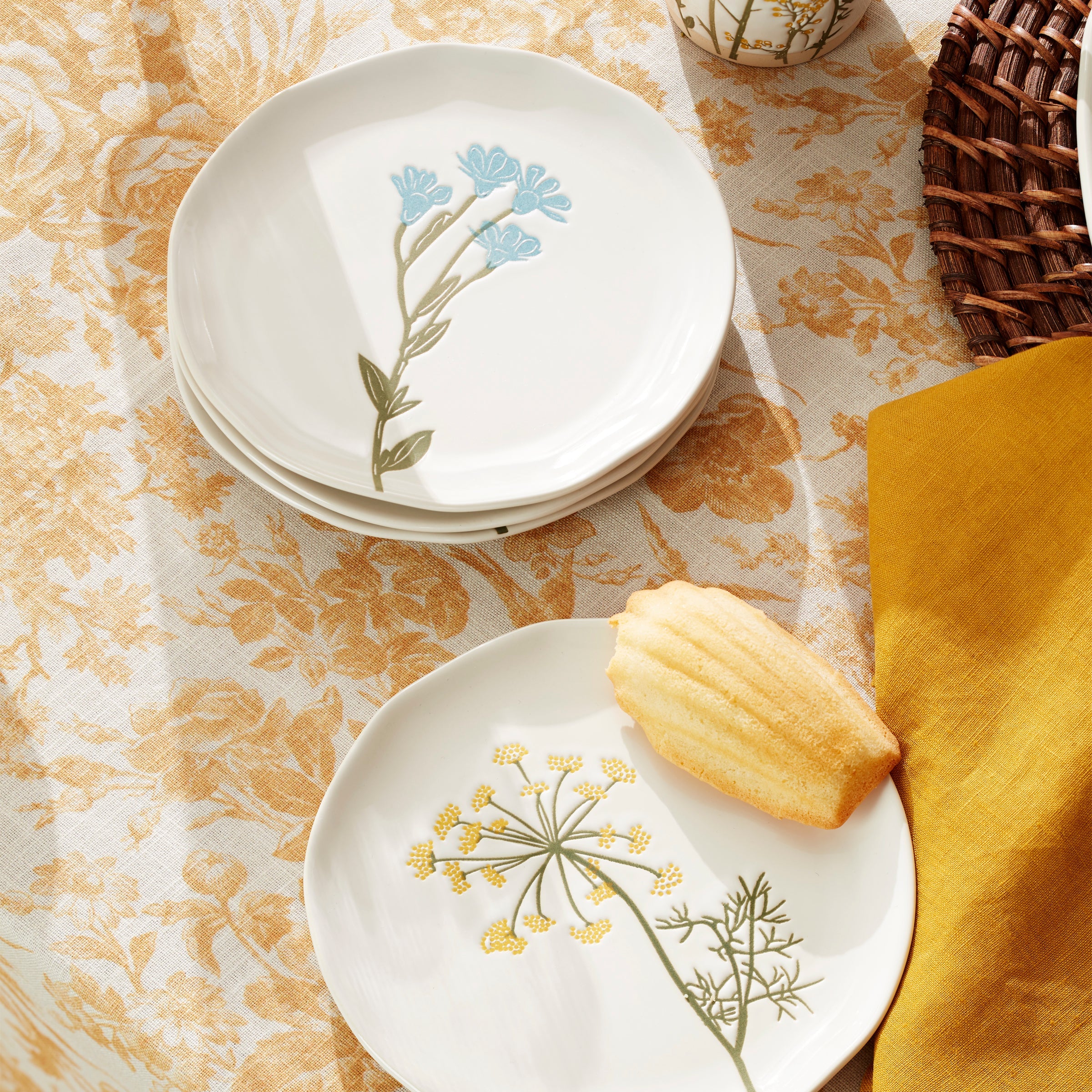Square Floral Butterfly Accent Decorative Plates, Set of 4 - Image 2