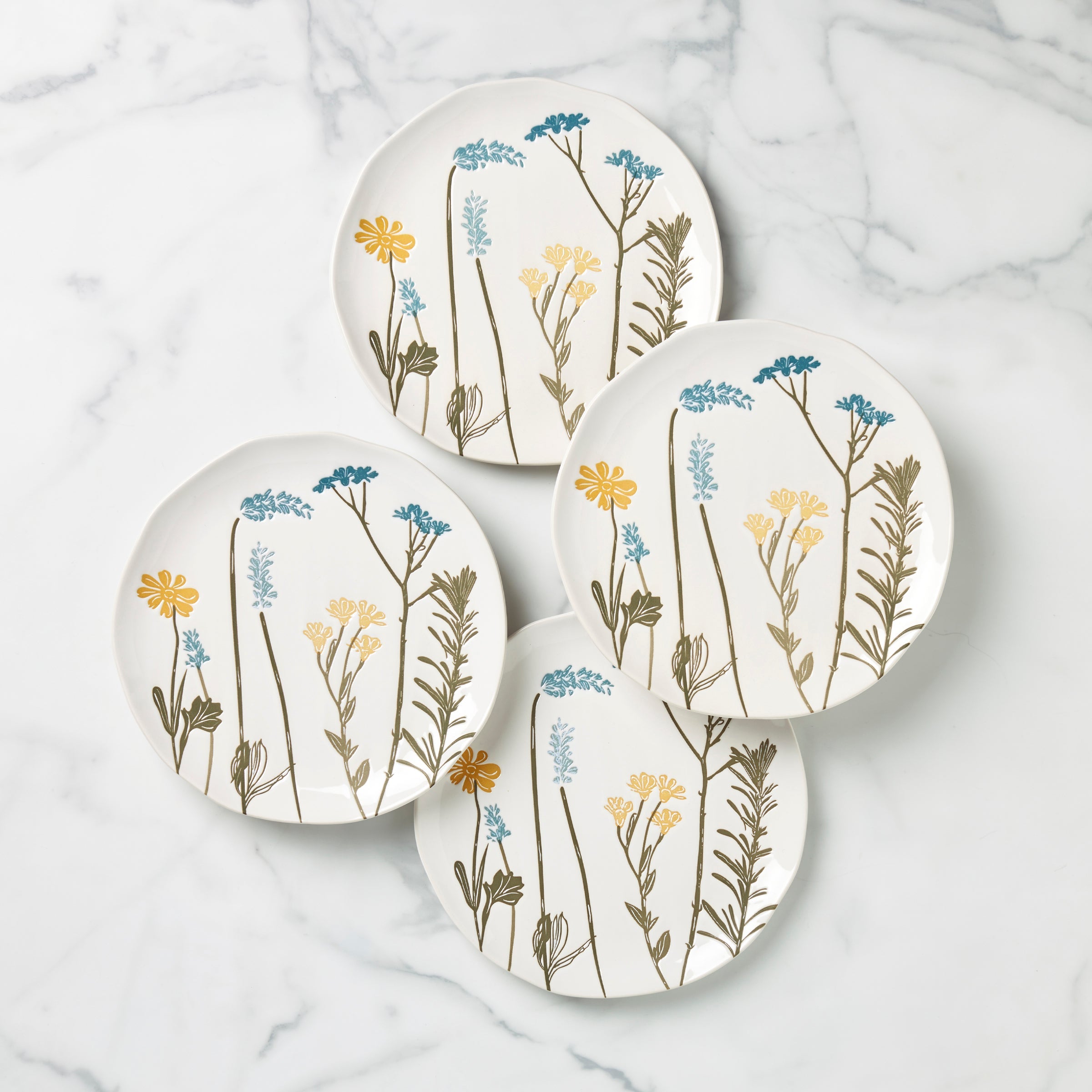 Floral Butterfly Accent Decorative Plates, Set of 4