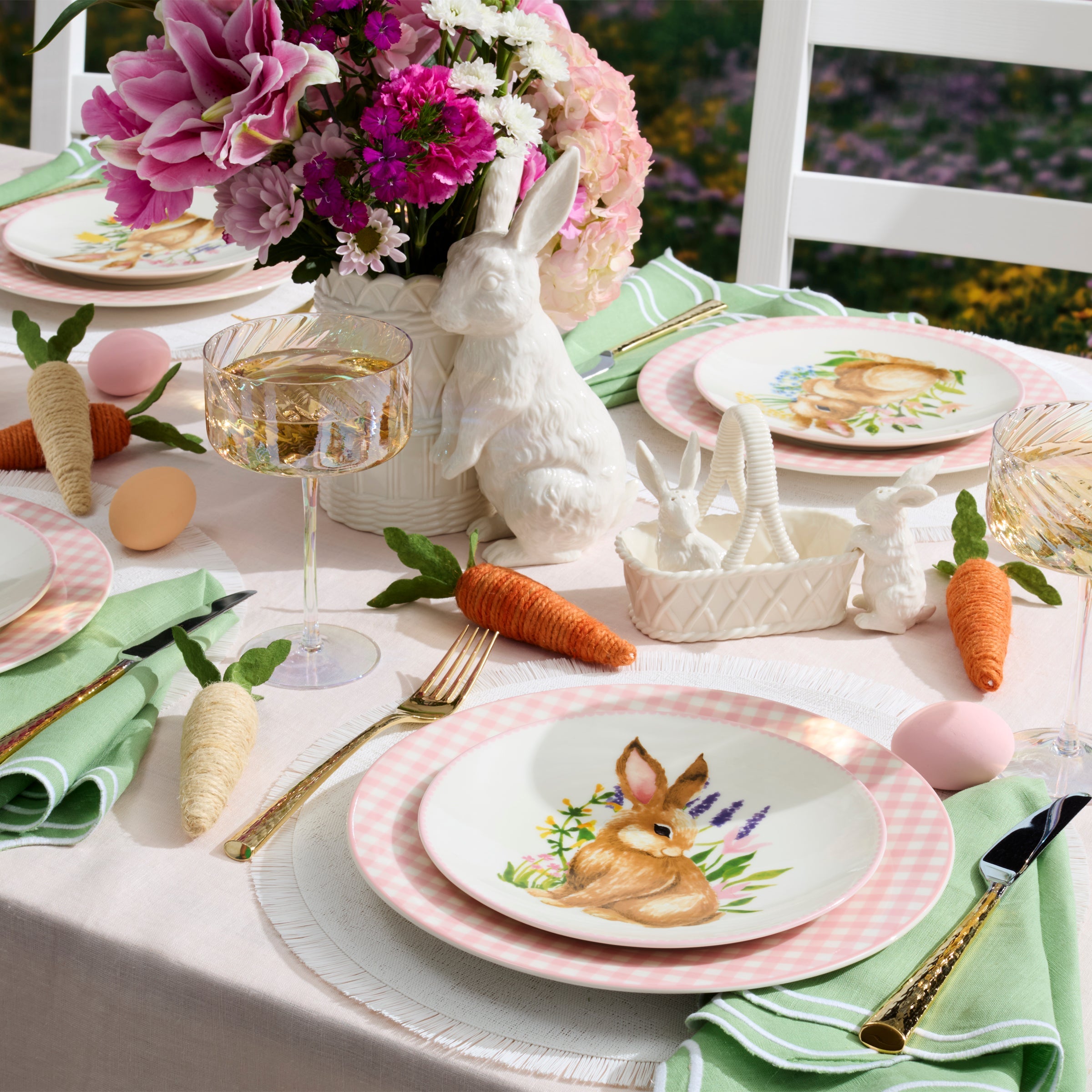Pink Gingham Dinner Plates, Set of 4 - Image 2