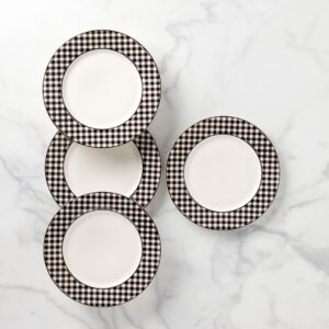 Black Gingham Dinner Plates, Set of 4