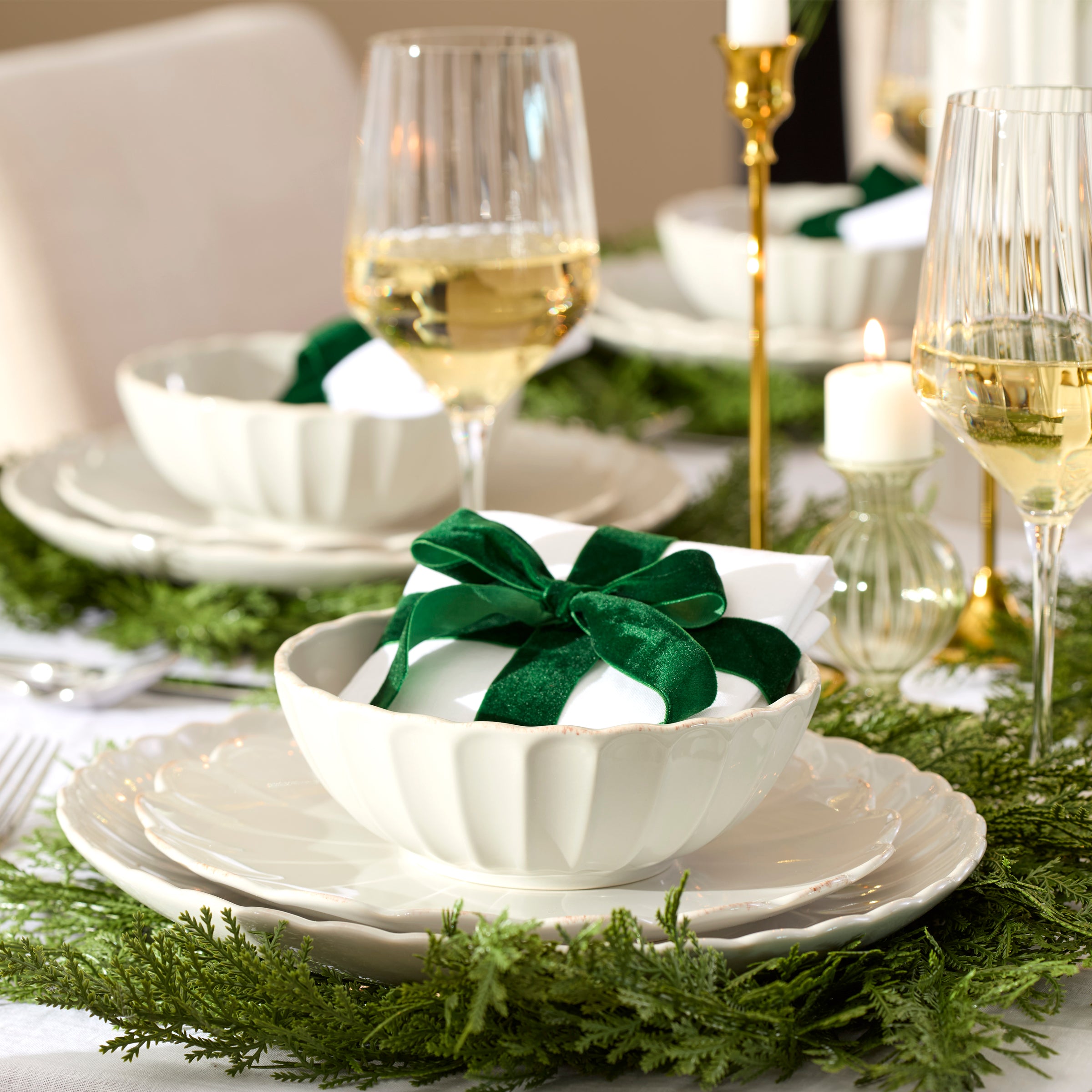 Blush Gold Rim Coupe Salad Decorative Plates - Image 7