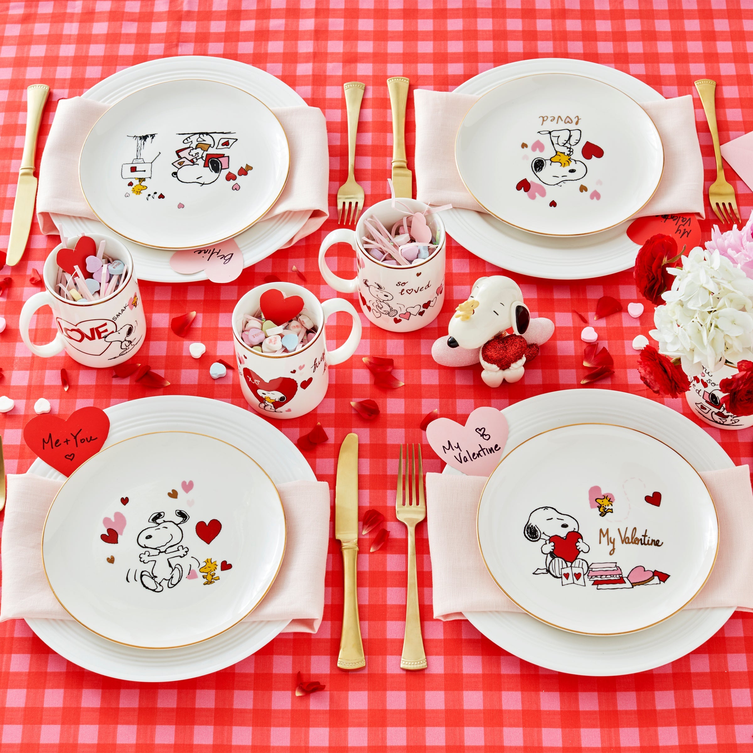 Pink Gingham Dinner Plates, Set of 4 - Image 7