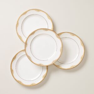 Tropical Bamboo Border Porcelain Dinner Plates, Set of 4