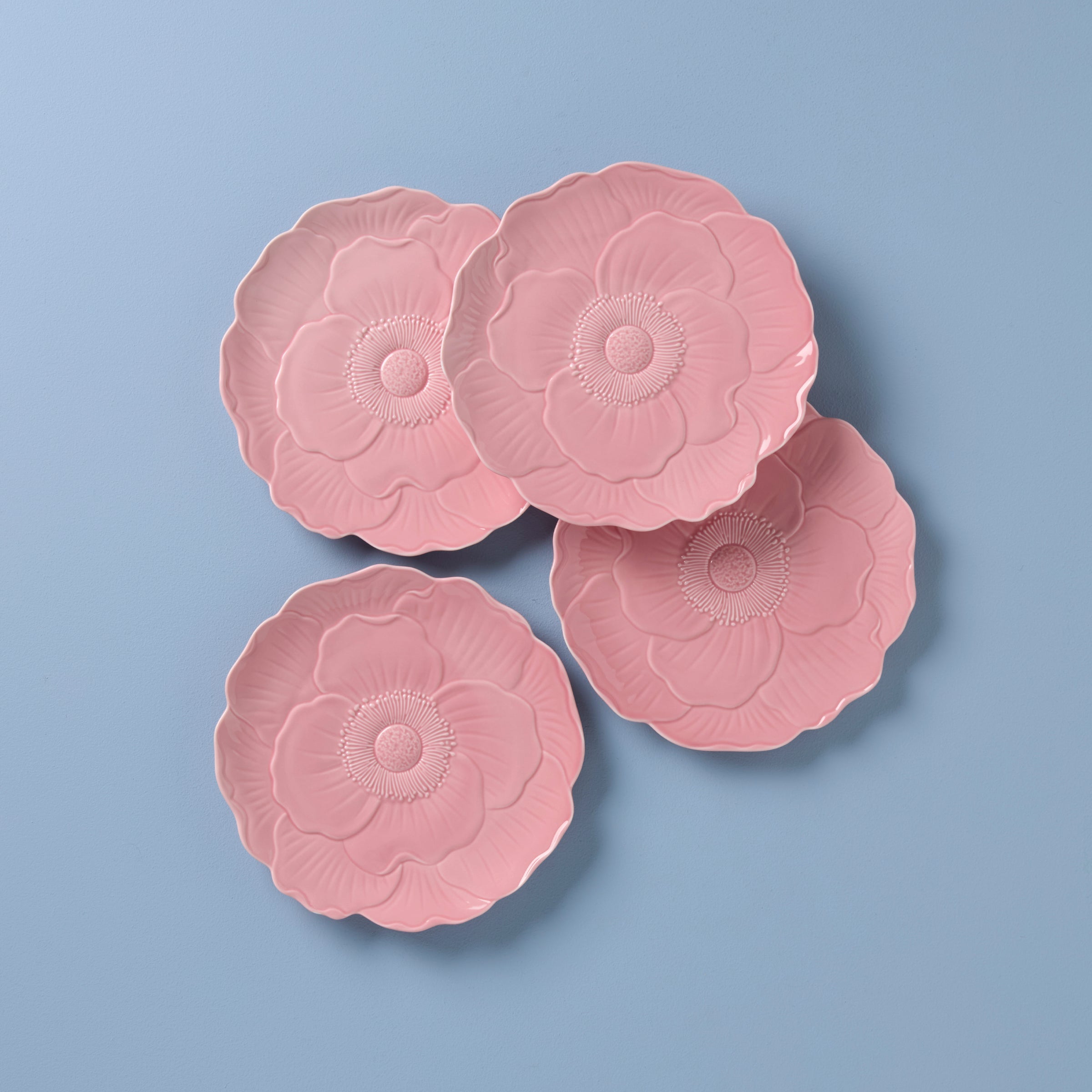 Yellow Floral Accent Decorative Plates, Set of 4