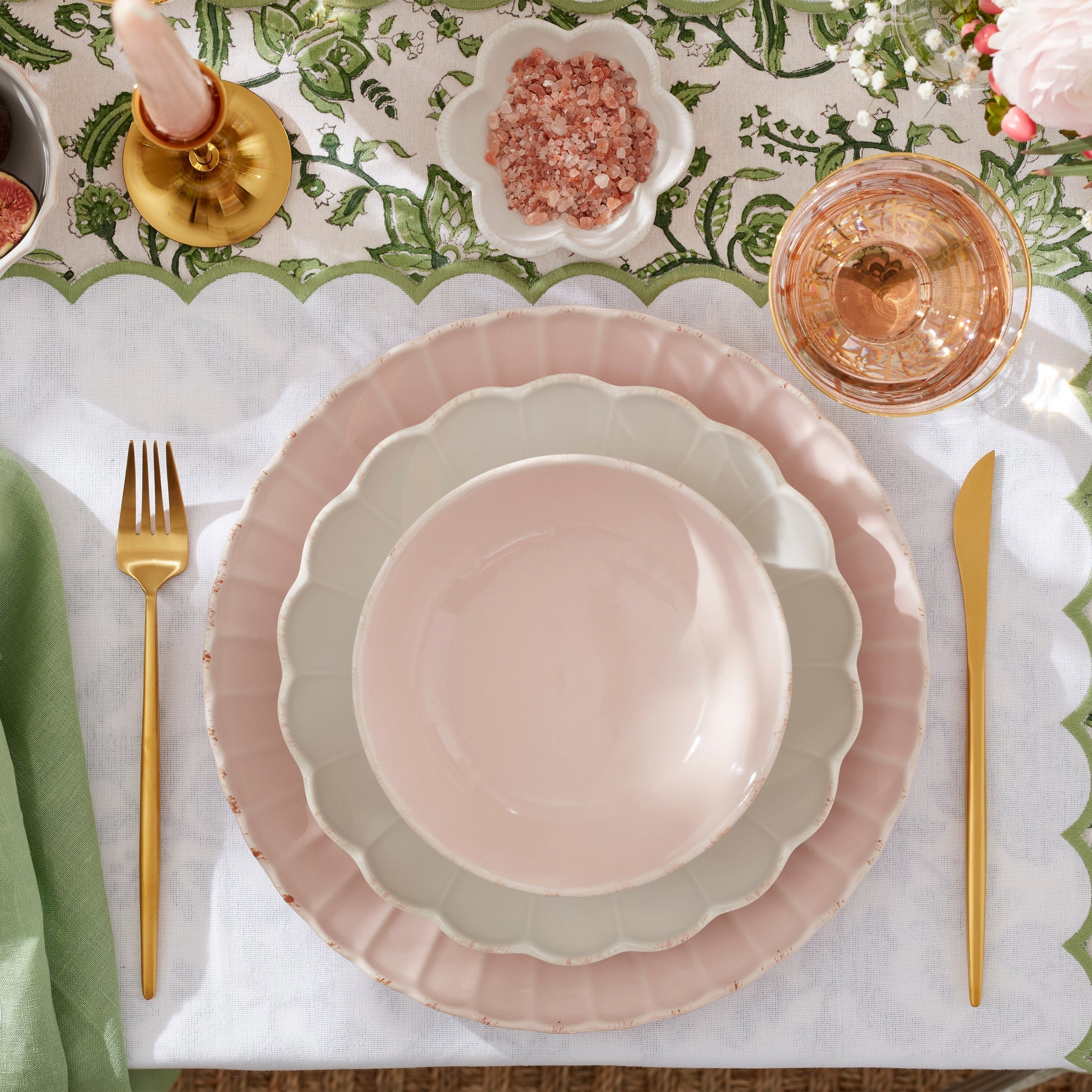 Blush Gold Rim Coupe Salad Decorative Plates - Image 2