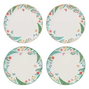 Spring Floral Butterfly Accent Decorative Plates, Set of 4