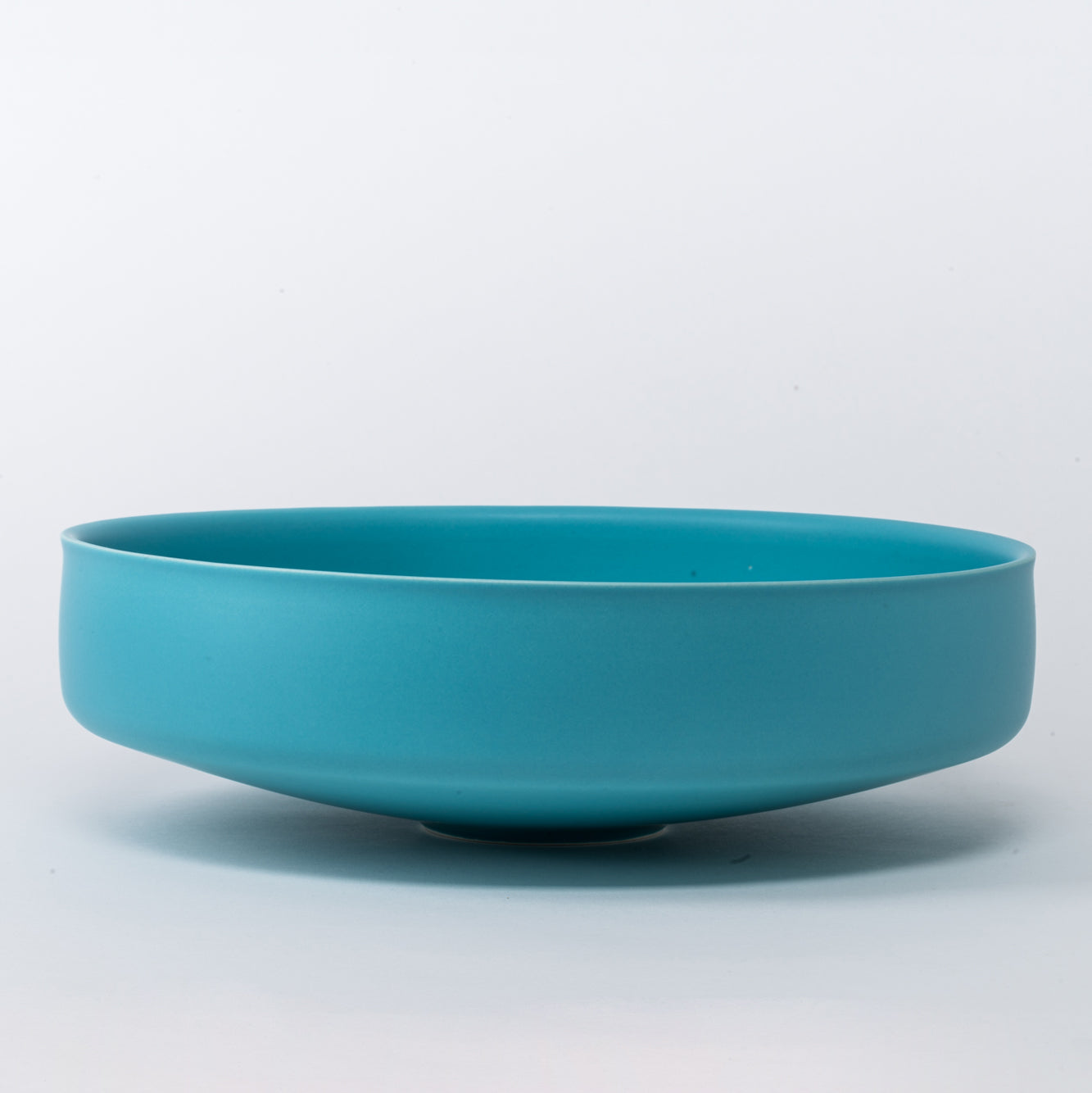 Large Azure Blue Wide Matte Serving Bowl