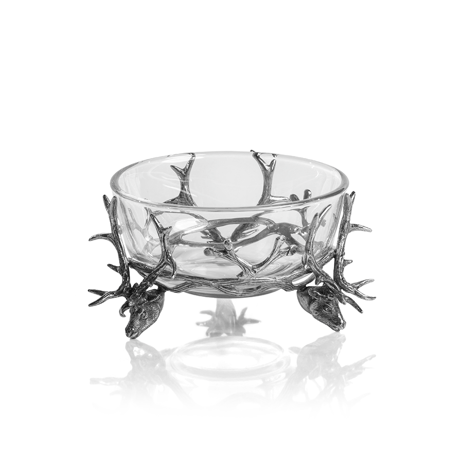 Pewter and Glass Stag Head Bowl - Image 2