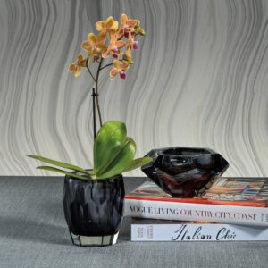 Smoke Cut Glass Vase and Hurricane