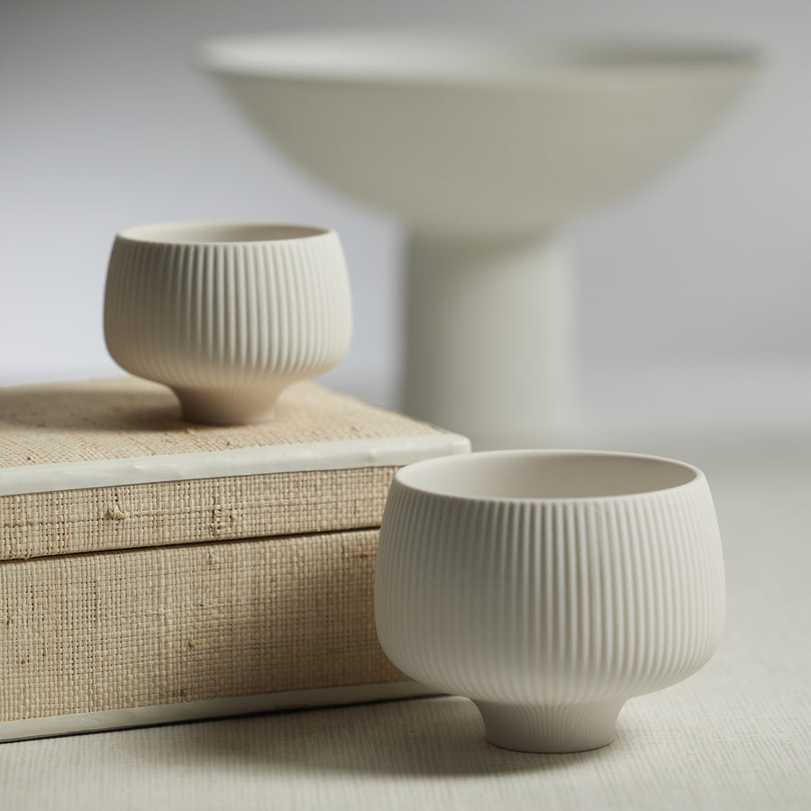 Matte White Ridged Condiment Bowl - Image 2