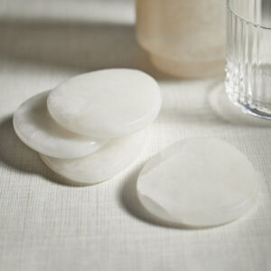 White Alabaster Stone Coasters - Set of 4