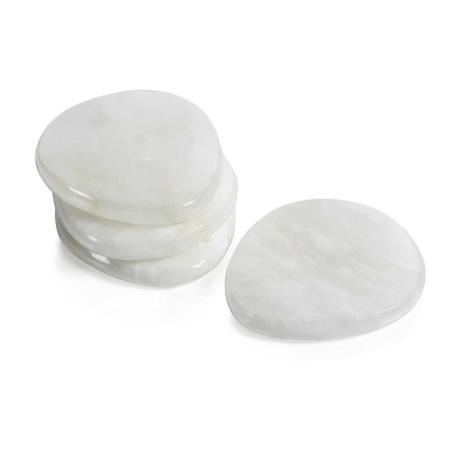 White Alabaster Stone Coasters - Set of 4 - Image 2