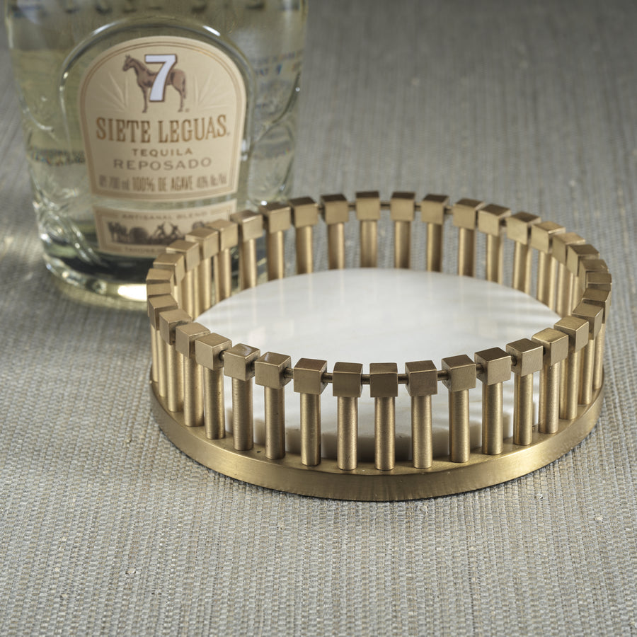 Sculptural Metal and Marble Bottle Coaster - Image 3