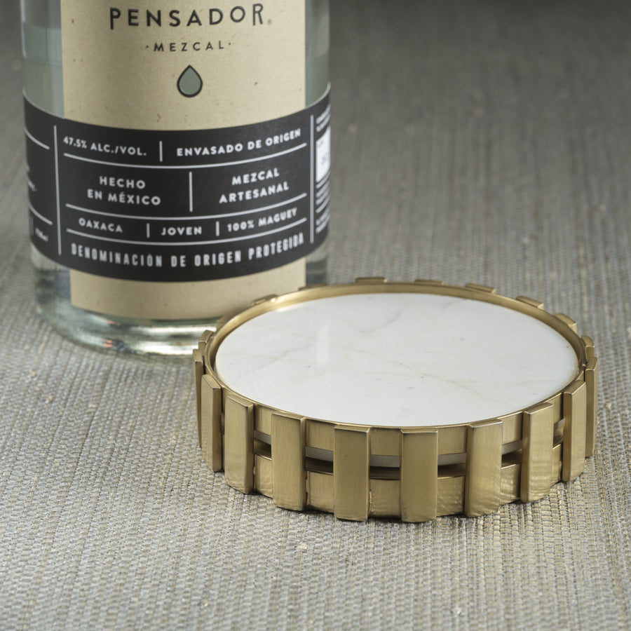Metal Bottle Coaster with Marble Base - Image 2
