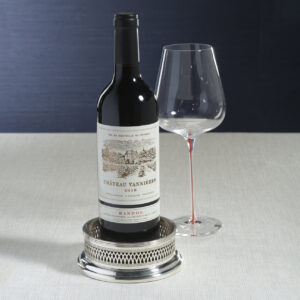 Silver-Plated Wine Bottle Coaster with Wood Base