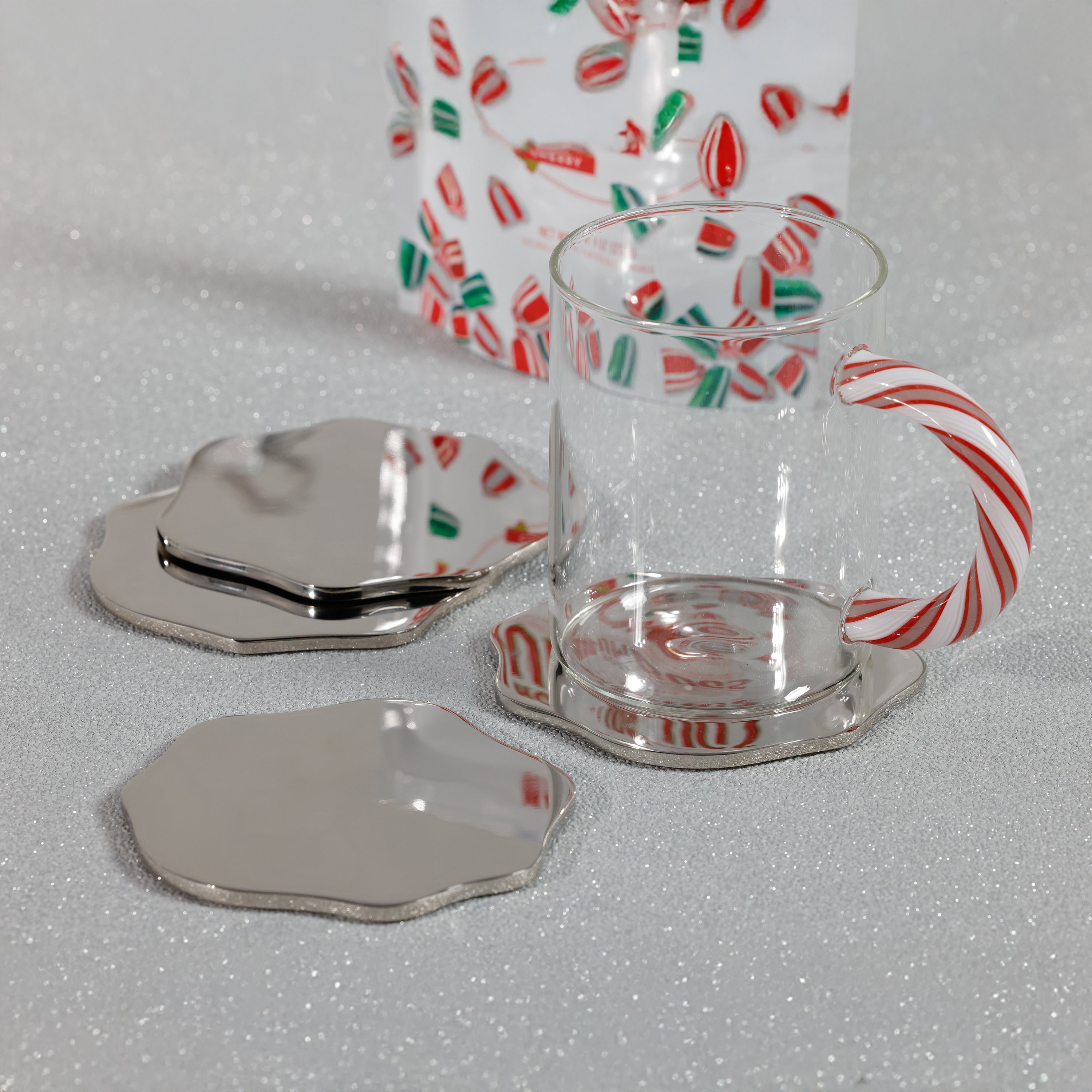 Polished Nickel Wavy Edge Coasters - Set of 4