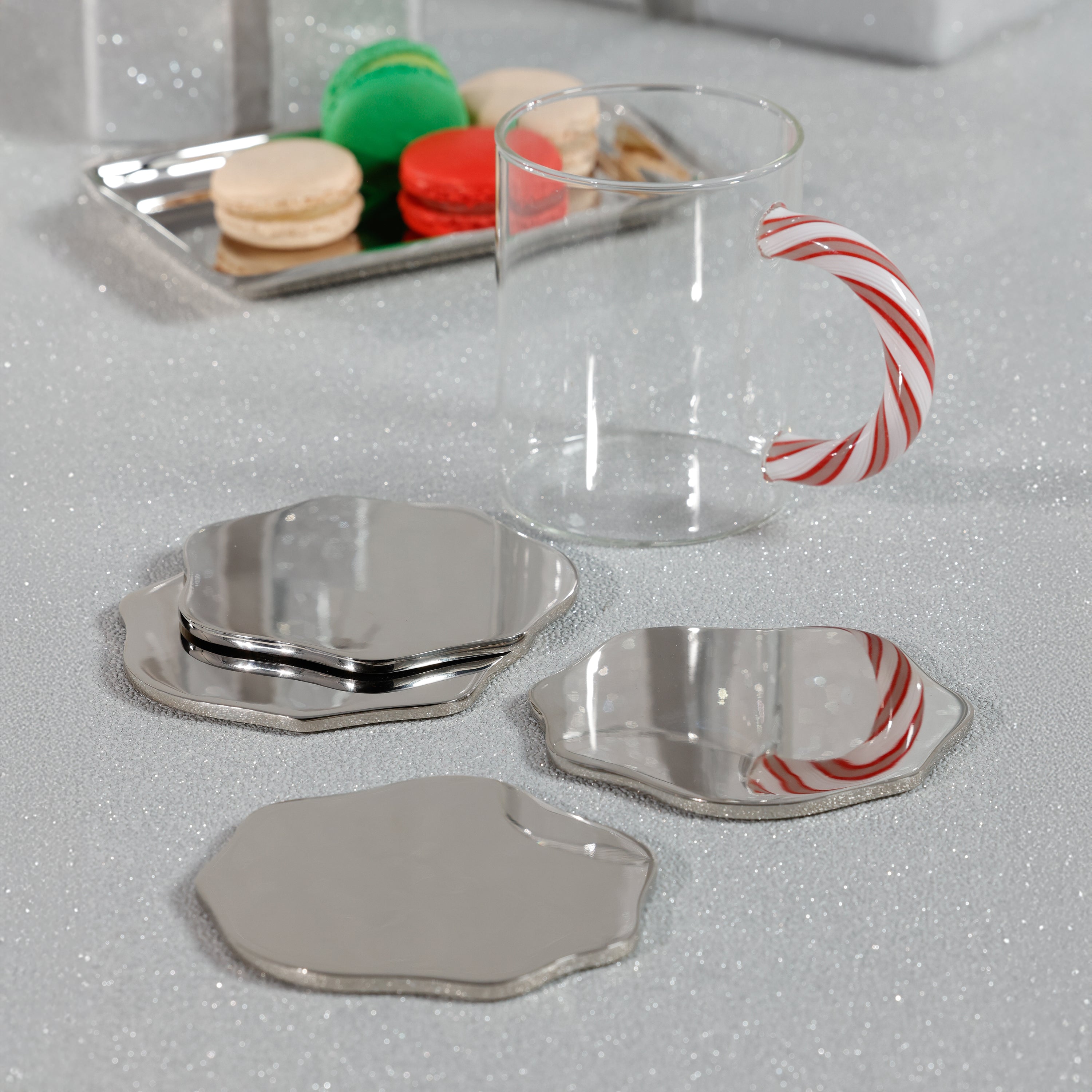 Polished Nickel Wavy Edge Coasters - Set of 4 - Image 4