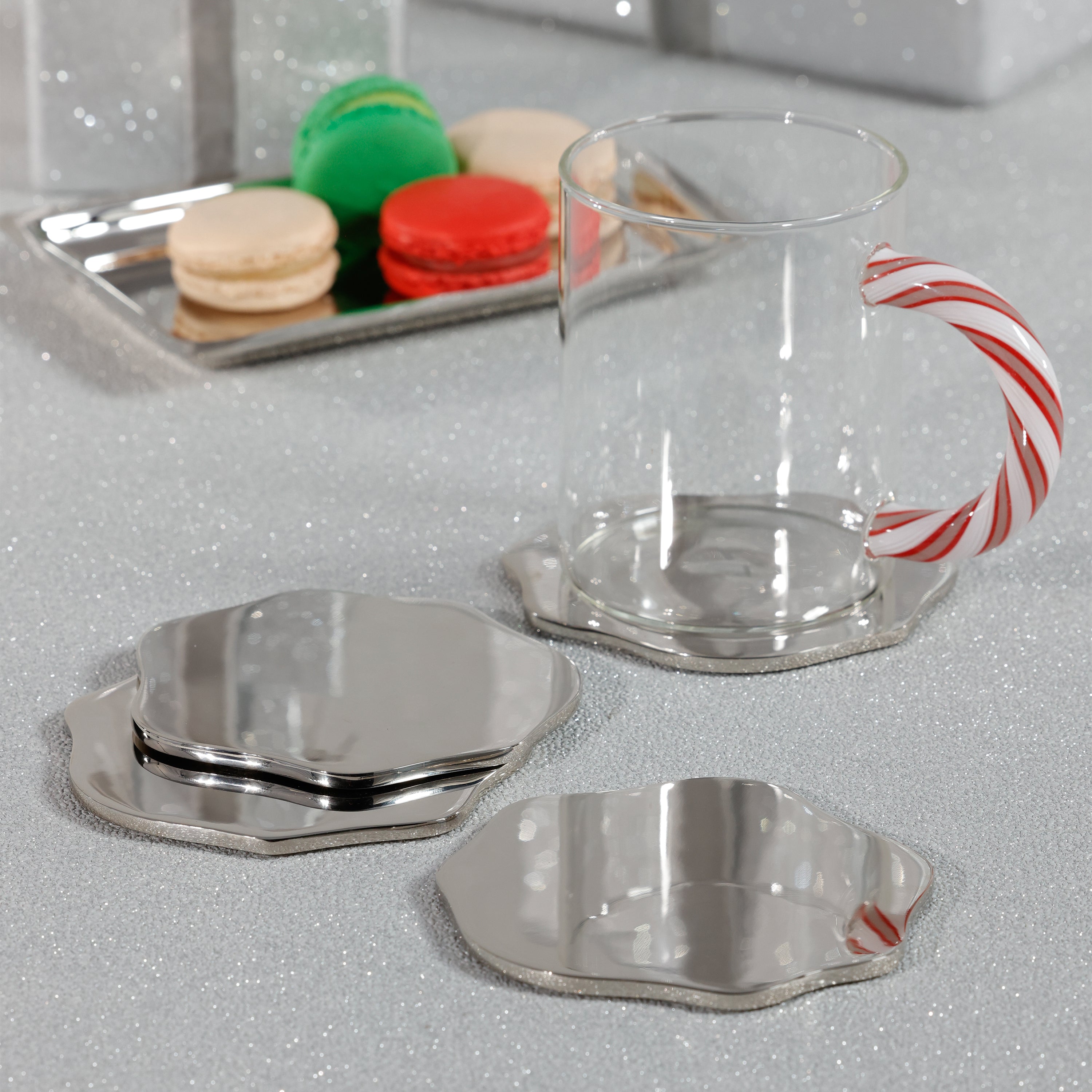 Polished Nickel Wavy Edge Coasters - Set of 4 - Image 3