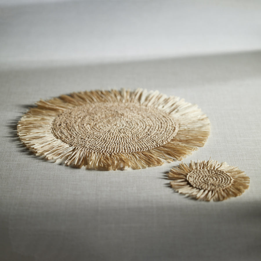 Fringed Raffia Coasters - Set of 6 - Image 2