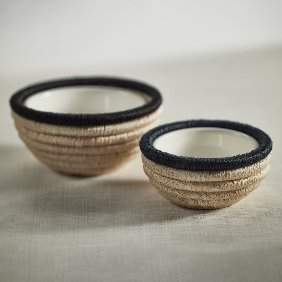 Natural and Black Coiled Abaca Condiment Bowl - Image 2