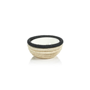 Natural and Black Coiled Abaca Condiment Bowl