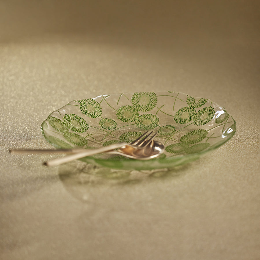 Green Luster Glass Serving Bowl